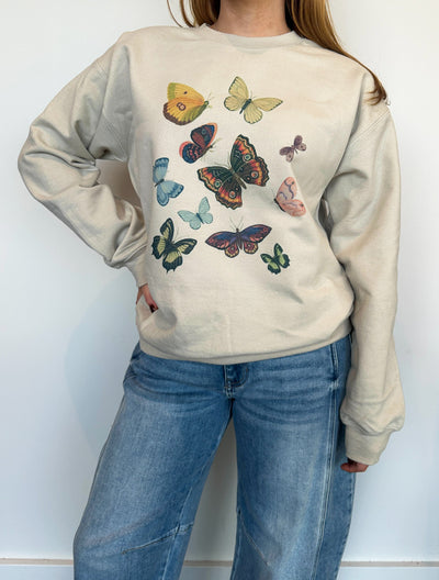 Butterfly Garden Graphic Sweatshirt-135 - DEMAND GRAPHIC-LEATHER & LACE-[option4]-[option5]-[option6]-Leather & Lace Boutique Shop