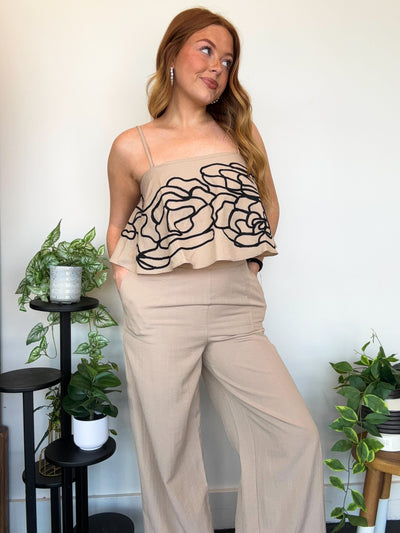 Embroidered Tank & Trouser Set-300 - ADS - DRESSES / ROMPERS / SETS-MILK & HONEY-[option4]-[option5]-[option6]-Leather & Lace Boutique Shop