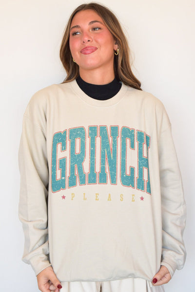 Grinch Please Graphic Sweatshirt-135 - DEMAND GRAPHIC-LEATHER & LACE-[option4]-[option5]-[option6]-Leather & Lace Boutique Shop