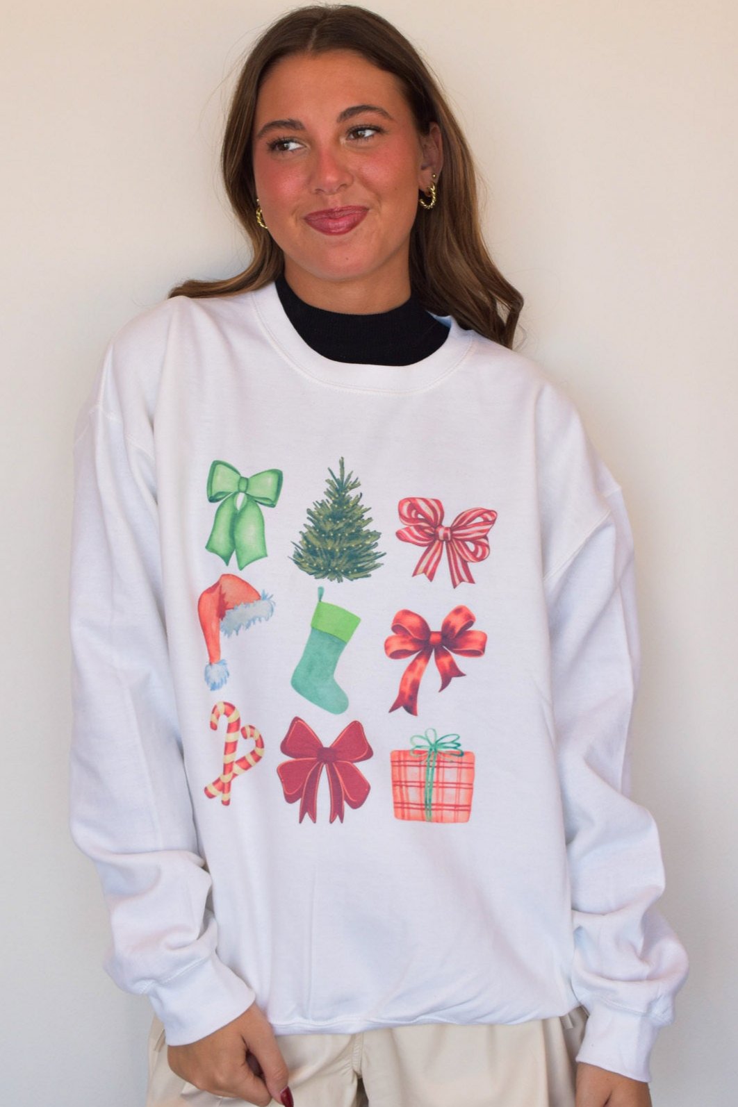 Bows & Presents Graphic Sweatshirt-135 - DEMAND GRAPHIC-LEATHER & LACE-[option4]-[option5]-[option6]-Leather & Lace Boutique Shop