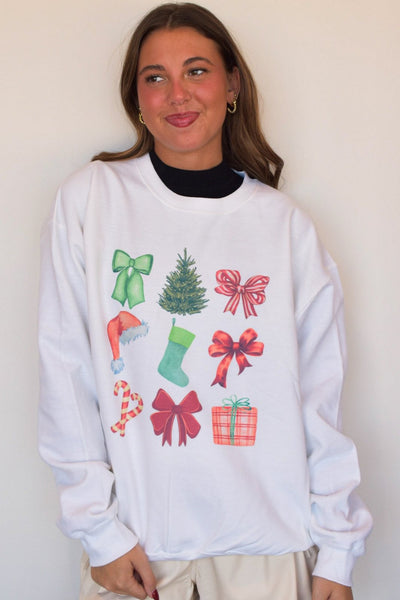 Bows & Presents Graphic Sweatshirt-135 - DEMAND GRAPHIC-LEATHER & LACE-[option4]-[option5]-[option6]-Leather & Lace Boutique Shop