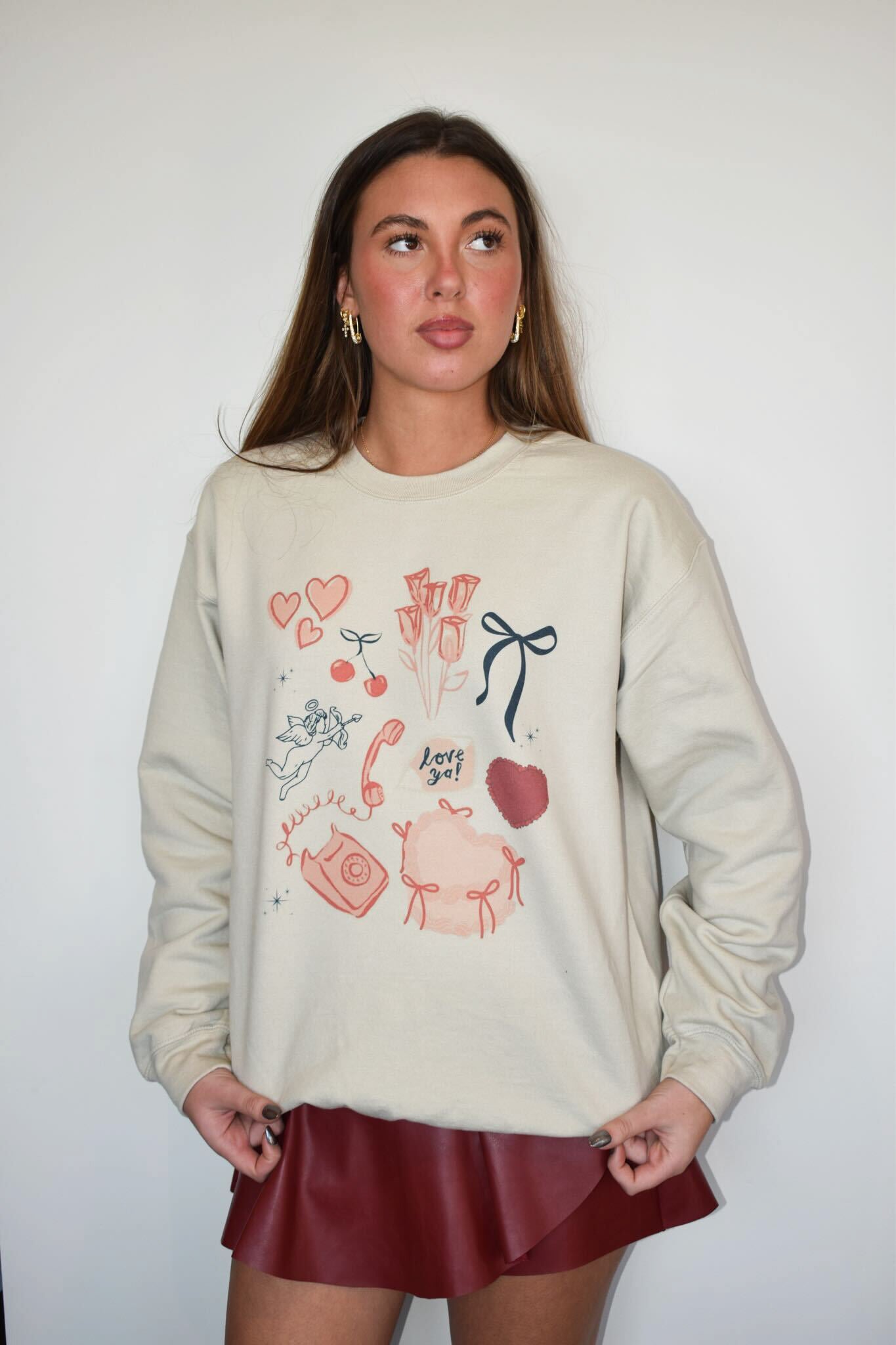 Vintage Valentine Graphic Sweatshirt-135 - DEMAND GRAPHIC-LEATHER & LACE-[option4]-[option5]-[option6]-Leather & Lace Boutique Shop