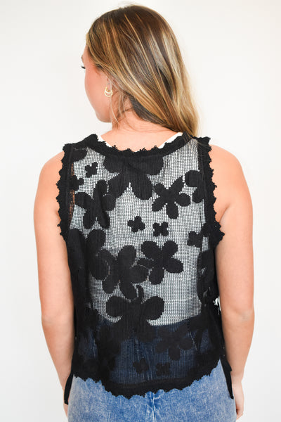 Scalloped Floral Knit Tank-100 - TOPS - SHORT SLEEVE/SLEEVELESS-EN MERCI-[option4]-[option5]-[option6]-Leather & Lace Boutique Shop