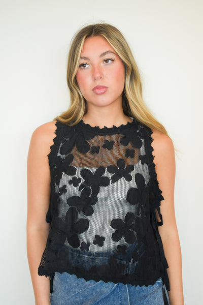 Scalloped Floral Knit Tank-100 - TOPS - SHORT SLEEVE/SLEEVELESS-EN MERCI-[option4]-[option5]-[option6]-Leather & Lace Boutique Shop