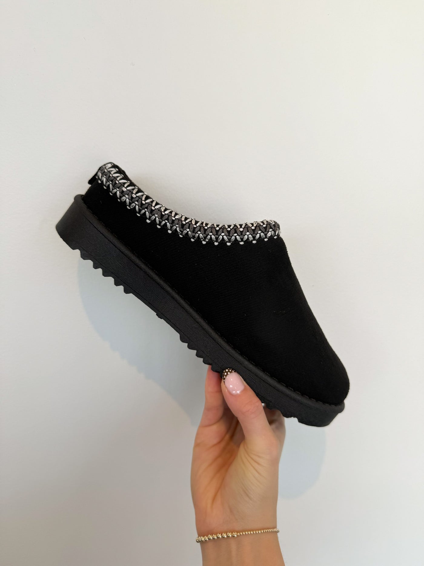 Annis Fur Lined Slides- Black