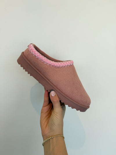 Annis Fur Lined Slides- Pink