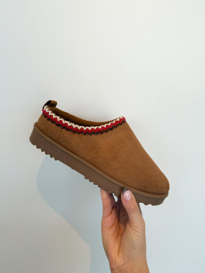 Annis Fur Lined Slides- Tan