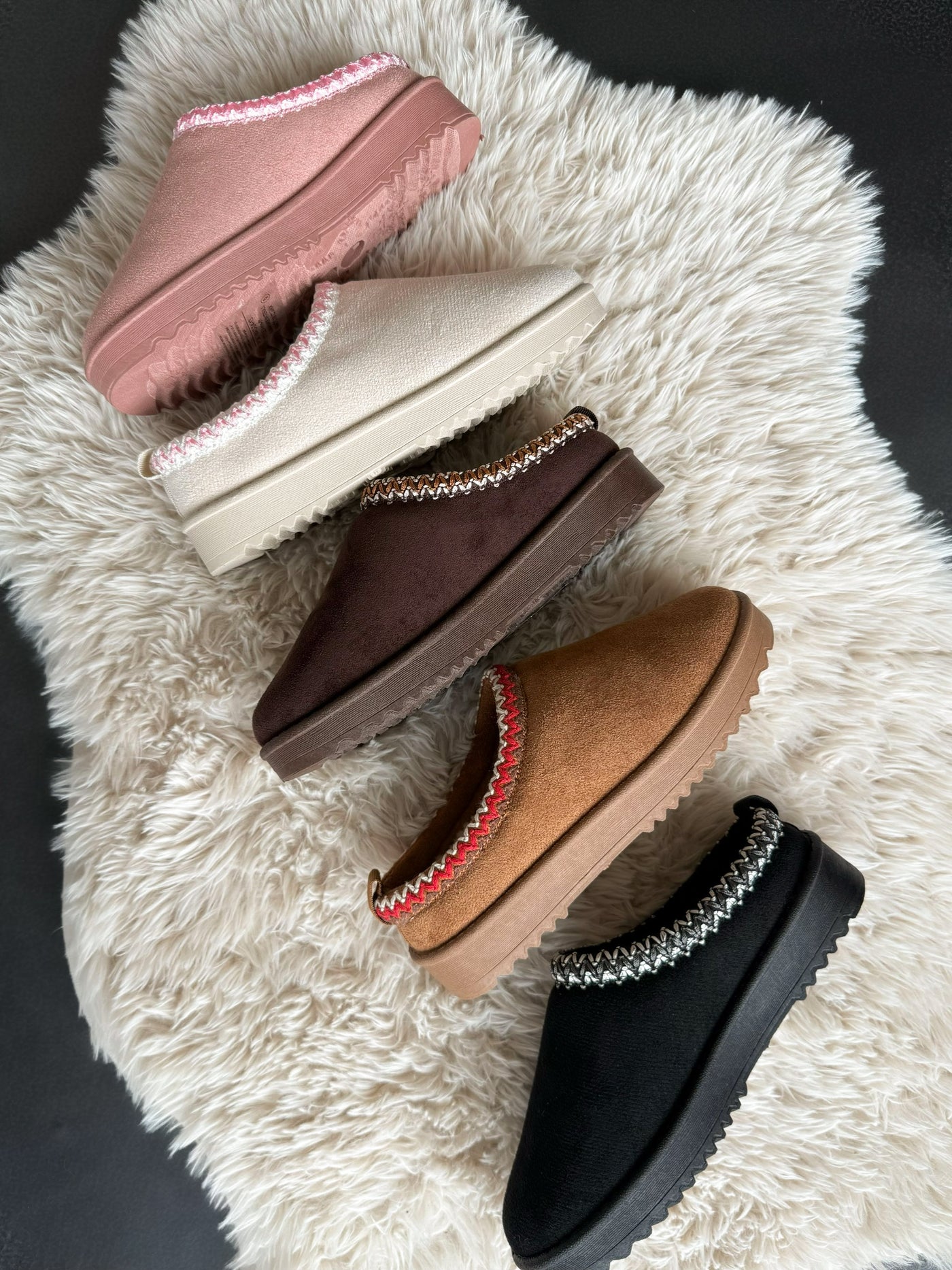 Annis Fur Lined Slides- Black