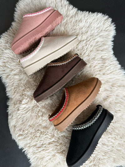 Annis Fur Lined Slides- Black