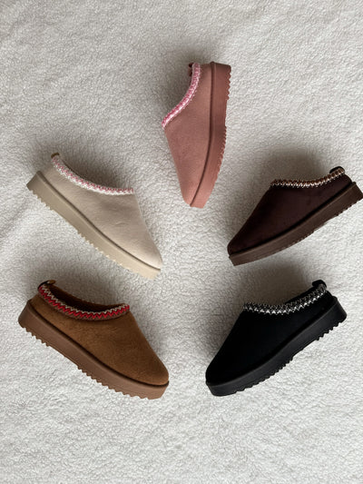 Annis Fur Lined Slides- Tan