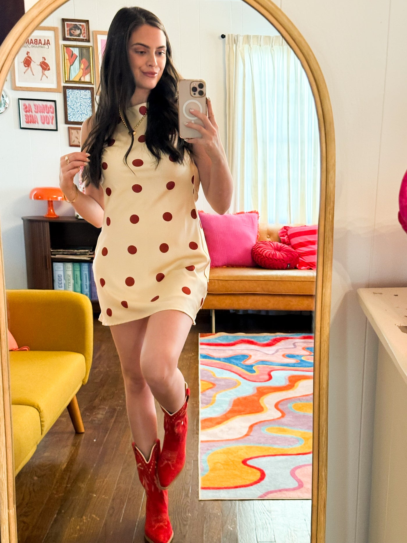 strapless open back dress Back to Where It All Began Polka Dot Bubble Dress- Red and White, Large | Hazel and Olive main image 1