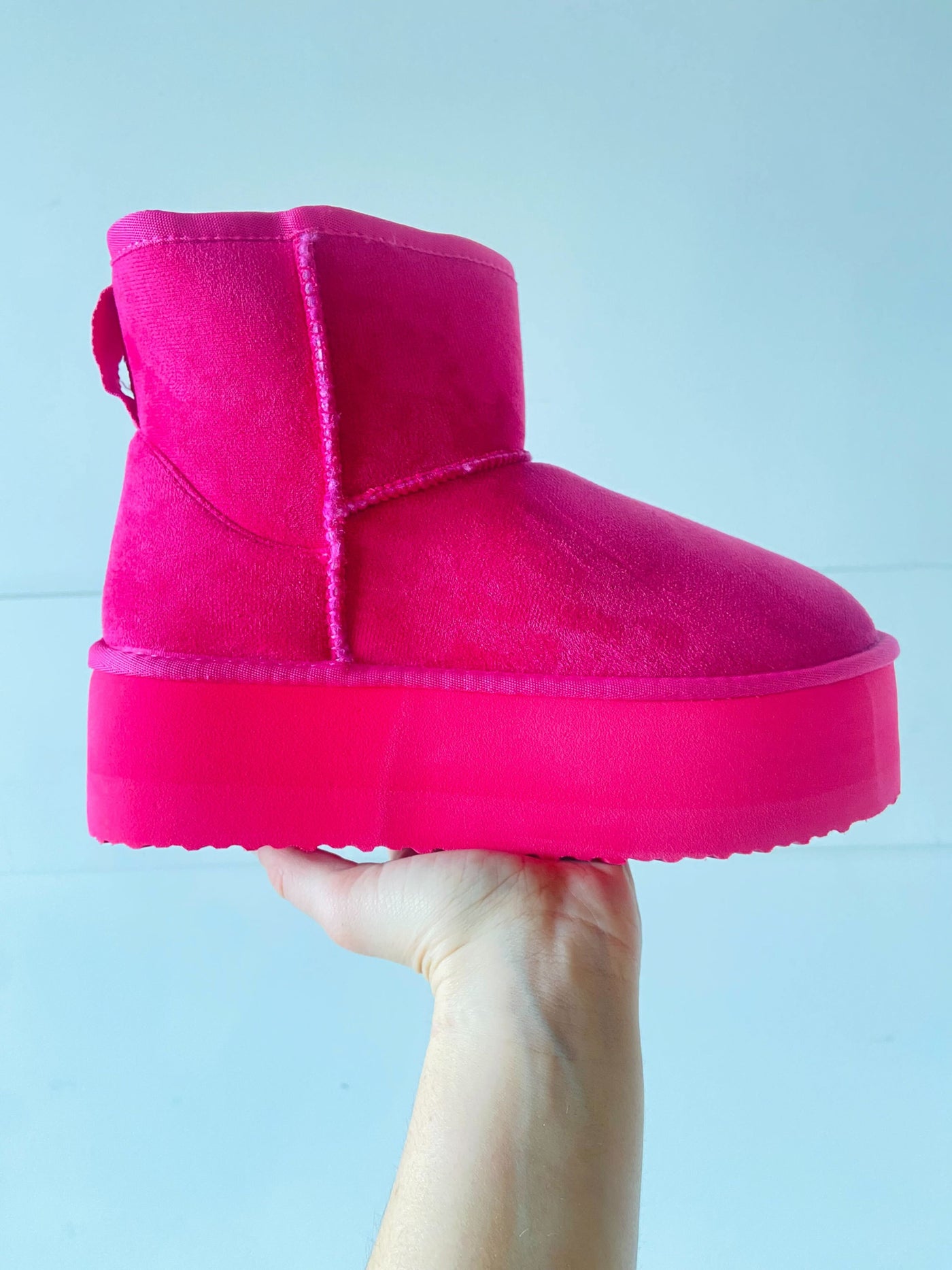 Platform Mini Fur Lined Boots- Hot Pink-180 - SHOES-ROBBIN-[option4]-[option5]-[option6]-Leather & Lace Boutique Shop