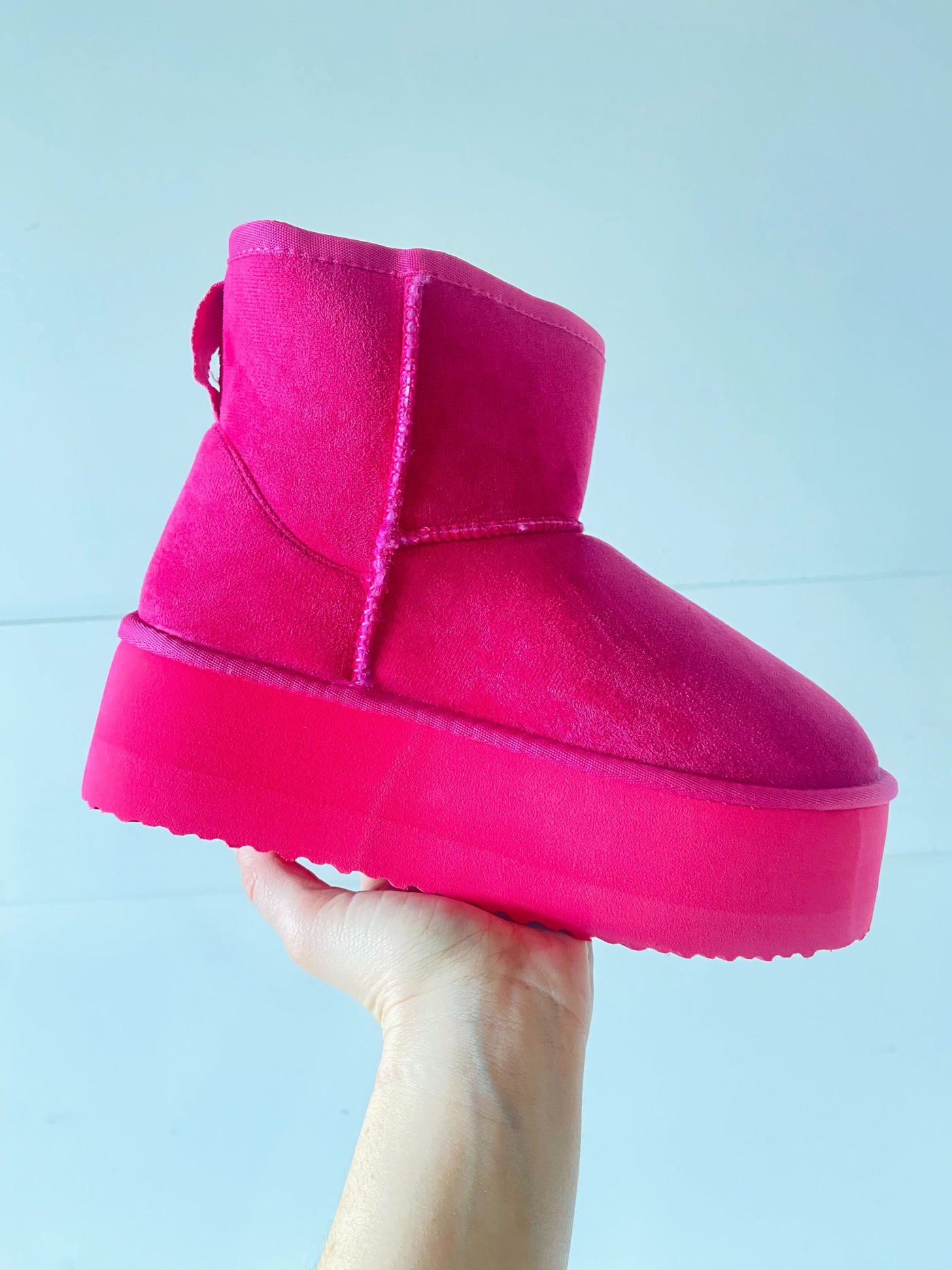 Platform Mini Fur Lined Boots- Hot Pink-180 - SHOES-ROBBIN-[option4]-[option5]-[option6]-Leather & Lace Boutique Shop