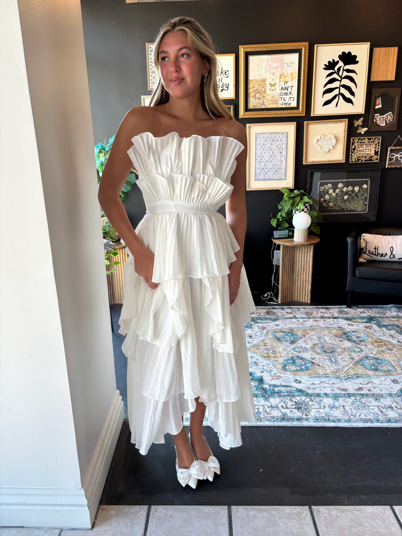 Audrey Pleated Ruffle Layered Dress-170 - DRESSES-STRUT AND BOLT-[option4]-[option5]-[option6]-Leather & Lace Boutique Shop