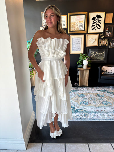 Audrey Pleated Ruffle Layered Dress-170 - DRESSES-STRUT AND BOLT-[option4]-[option5]-[option6]-Leather & Lace Boutique Shop