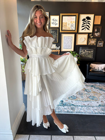 Audrey Pleated Ruffle Layered Dress-170 - DRESSES-STRUT AND BOLT-[option4]-[option5]-[option6]-Leather & Lace Boutique Shop