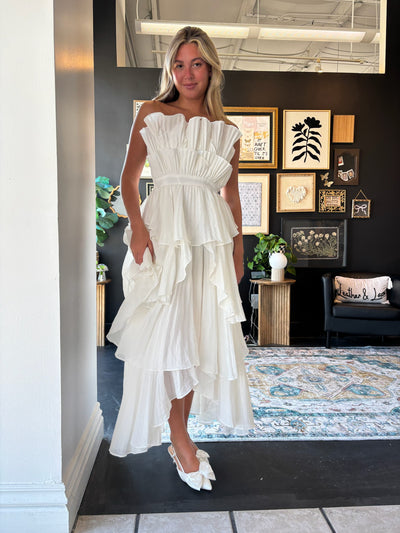 Audrey Pleated Ruffle Layered Dress-170 - DRESSES-STRUT AND BOLT-[option4]-[option5]-[option6]-Leather & Lace Boutique Shop
