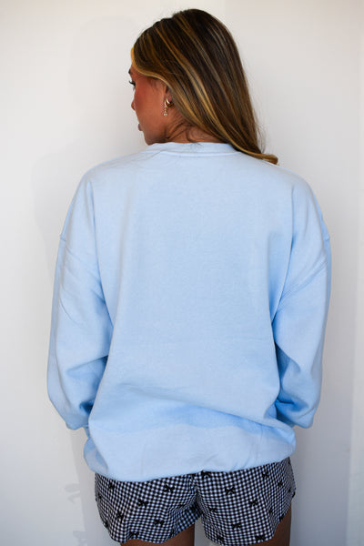 New York Embroidered Crewneck- Light Blue-130 - TOPS - SWEATERS/SWEATSHIRTS-REFLEX-[option4]-[option5]-[option6]-Leather & Lace Boutique Shop