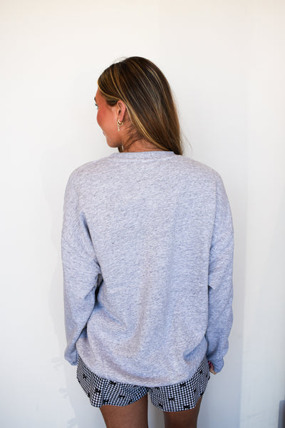 New York Embroidered Crewneck- Heather Grey-130 - TOPS - SWEATERS/SWEATSHIRTS-REFLEX-[option4]-[option5]-[option6]-Leather & Lace Boutique Shop