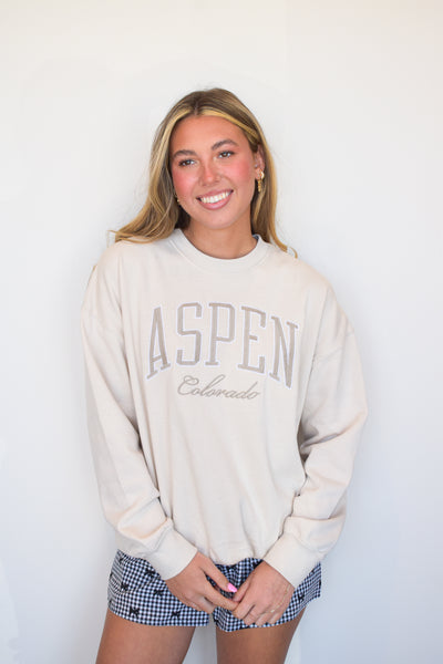 Aspen Embroidered Crewneck-130 - TOPS - SWEATERS/SWEATSHIRTS-REFLEX-[option4]-[option5]-[option6]-Leather & Lace Boutique Shop
