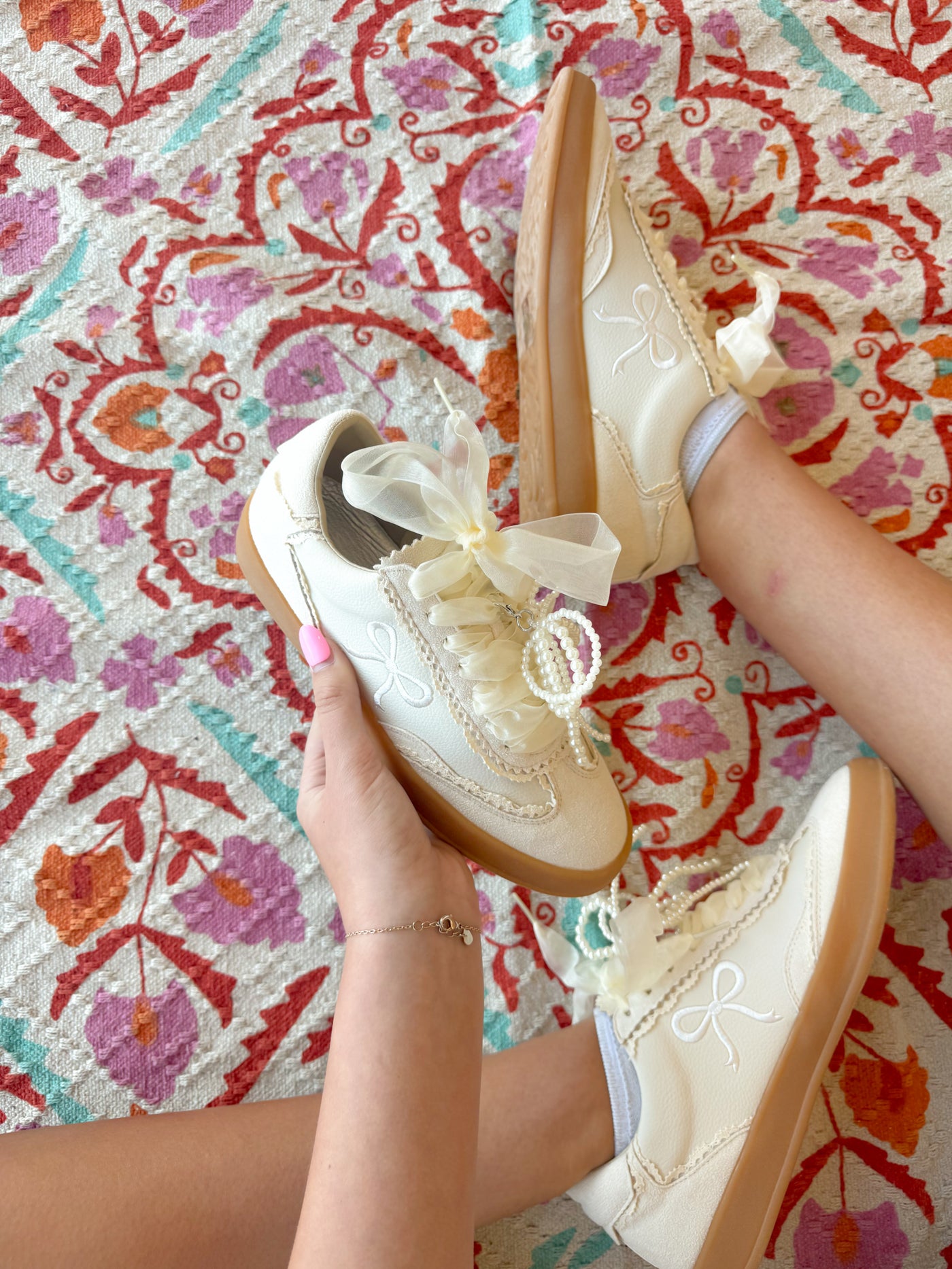 Julie Ribbons & Bows Sneakers-180 - SHOES-MIIM-[option4]-[option5]-[option6]-Leather & Lace Boutique Shop