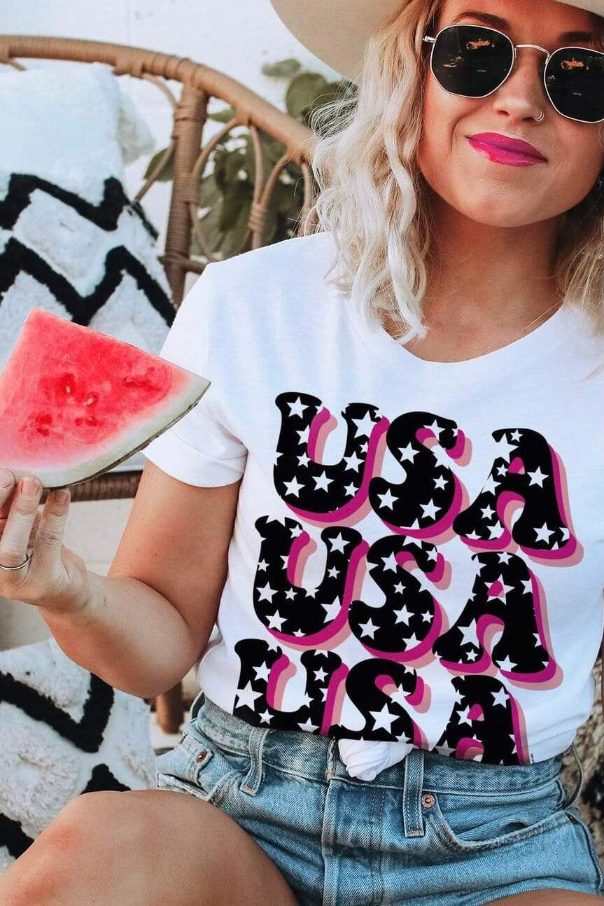 USA Stars Graphic Tee-210 - TOPS - GRAPHIC TEES DROPSHIP-Miss Mudpie-[option4]-[option5]-[option6]-Leather & Lace Boutique Shop