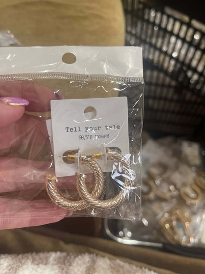 Rose Gold Twist Open Back Hoops-190 - ACCESSORIES - JEWELRY-LEATHER & LACE-[option4]-[option5]-[option6]-Leather & Lace Boutique Shop