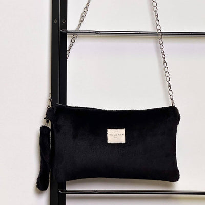 De La Mur Noir Velvet Clutch Bag-190 - ACCESSORIES - BAGS/BELTS-DE LA MUR-[option4]-[option5]-[option6]-Leather & Lace Boutique Shop