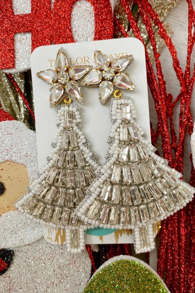Beaded Crystal Christmas Tree Earrings-190 - ACCESSORIES - JEWELRY-TAYLOR SHAYE-[option4]-[option5]-[option6]-Leather & Lace Boutique Shop