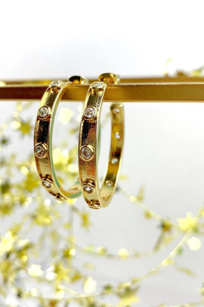 Round CZ Enamel Hoops-190 - ACCESSORIES - JEWELRY-TAYLOR SHAYE-[option4]-[option5]-[option6]-Leather & Lace Boutique Shop