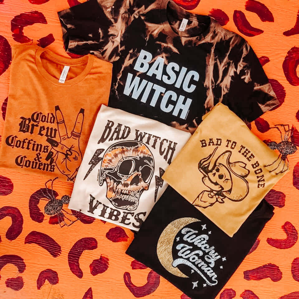 Bad Witch Vibes Graphic Tee-210 - TOPS - GRAPHIC TEES DROPSHIP-Miss Mudpie-[option4]-[option5]-[option6]-Leather & Lace Boutique Shop