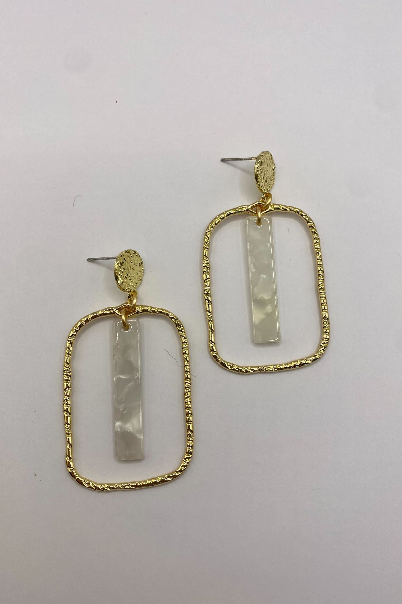 White Stick Rectangle Hoops-190 - ACCESSORIES - JEWELRY-TAYLOR SHAYE-[option4]-[option5]-[option6]-Leather & Lace Boutique Shop