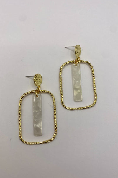 White Stick Rectangle Hoops-190 - ACCESSORIES - JEWELRY-TAYLOR SHAYE-[option4]-[option5]-[option6]-Leather & Lace Boutique Shop