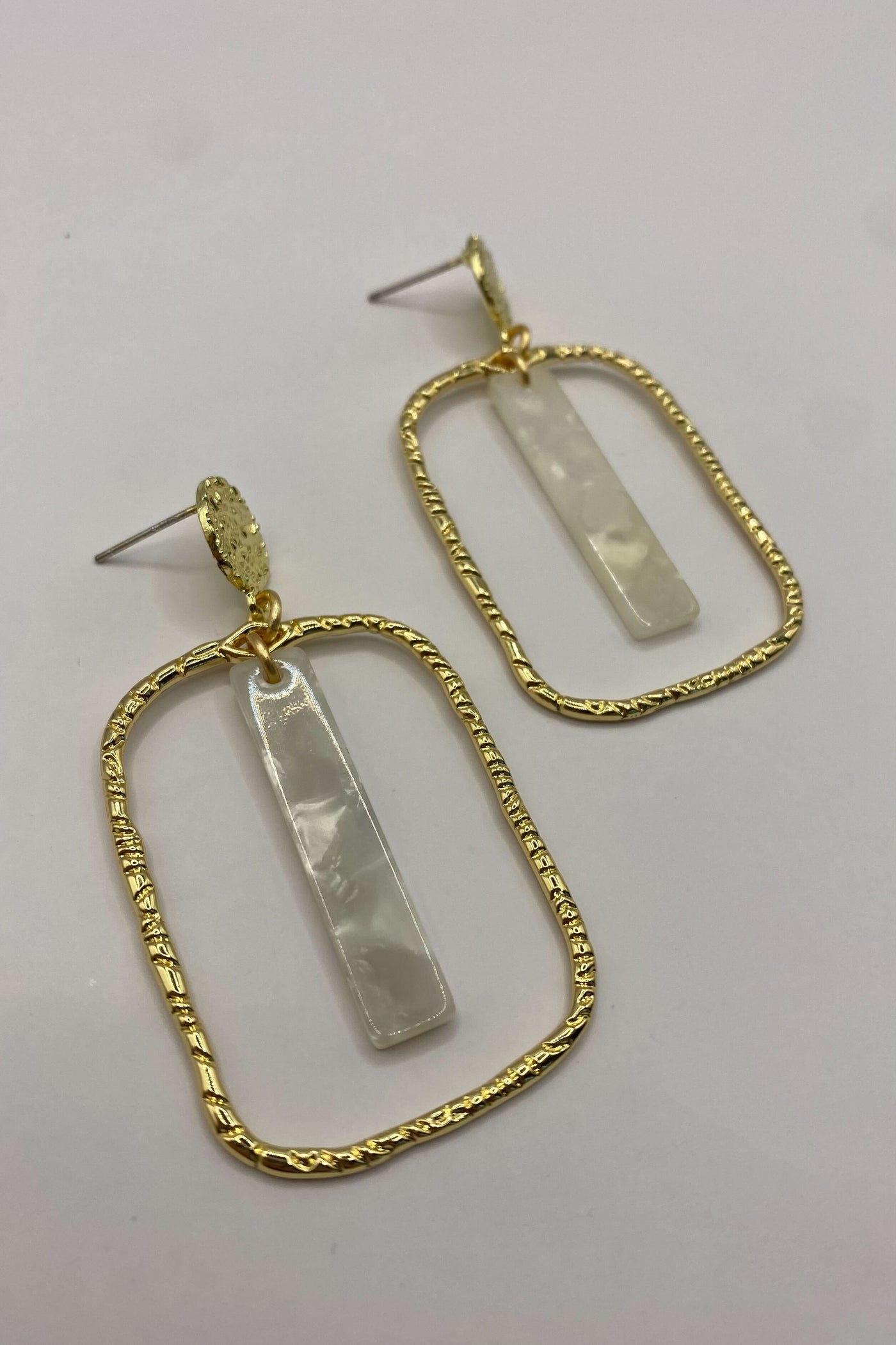 White Stick Rectangle Hoops-190 - ACCESSORIES - JEWELRY-TAYLOR SHAYE-[option4]-[option5]-[option6]-Leather & Lace Boutique Shop