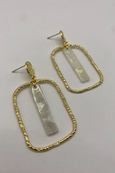 White Stick Rectangle Hoops-190 - ACCESSORIES - JEWELRY-TAYLOR SHAYE-[option4]-[option5]-[option6]-Leather & Lace Boutique Shop