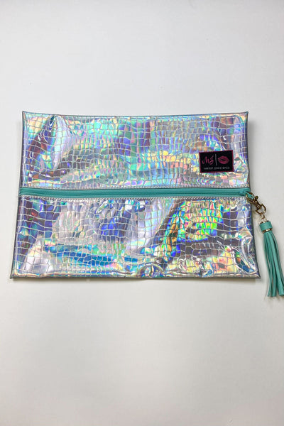 Holographic Gator Bag-190 - ACCESSORIES - BAGS/BELTS-MAKEUP JUNKIE-Large-[option4]-[option5]-[option6]-Leather & Lace Boutique Shop