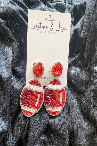 Beaded Football Earrings-190 - ACCESSORIES - JEWELRY-TAYLOR SHAYE-[option4]-[option5]-[option6]-Leather & Lace Boutique Shop