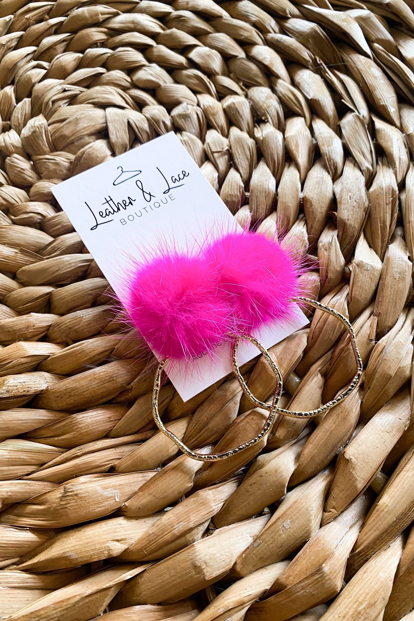 Pink Puff Post Hoops-190 - ACCESSORIES - JEWELRY-TAYLOR SHAYE-[option4]-[option5]-[option6]-Leather & Lace Boutique Shop