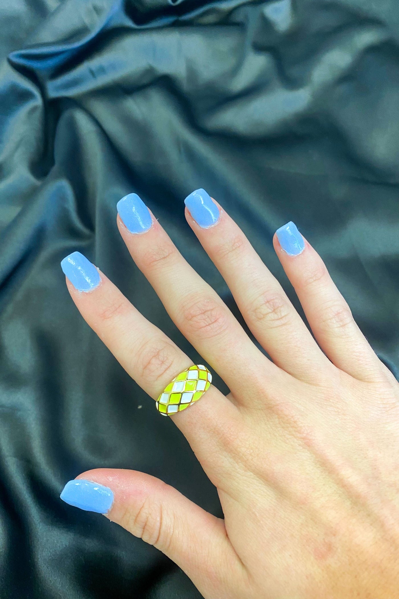 Neon Checkered Ring-190 - ACCESSORIES - JEWELRY-LAURENKENZIE-[option4]-[option5]-[option6]-Leather & Lace Boutique Shop
