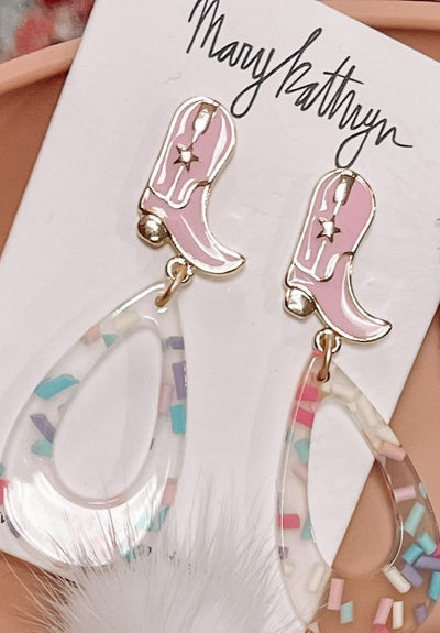Rhinestone Cowgirl Earring Collective-190 - ACCESSORIES - JEWELRY-MARY KATHERINE DESIGNS-Pink Boot Drops-[option4]-[option5]-[option6]-Leather & Lace Boutique Shop