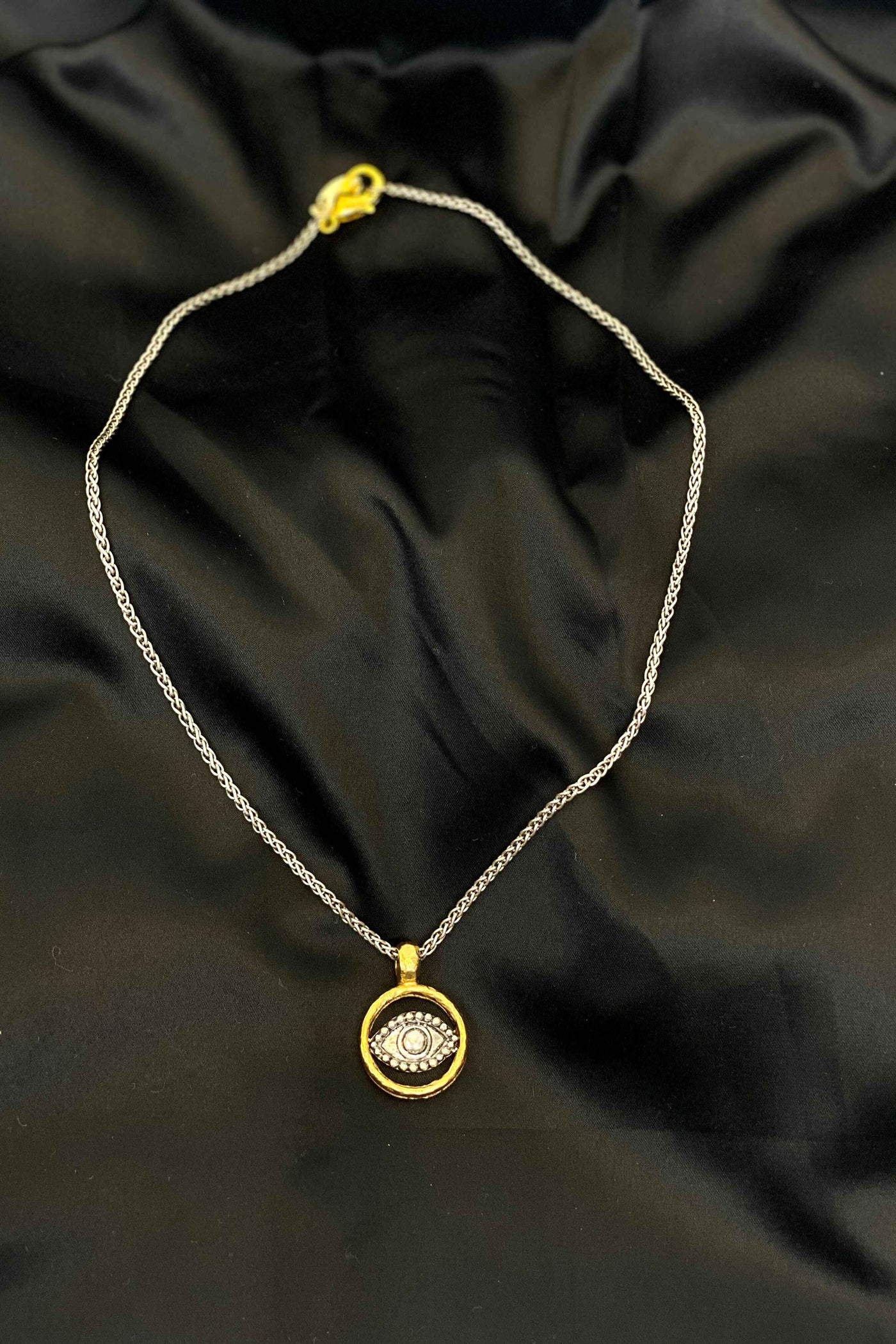 Two Toned Eye Necklace-190 - ACCESSORIES - JEWELRY-MARY KATHERINE DESIGNS-[option4]-[option5]-[option6]-Leather & Lace Boutique Shop
