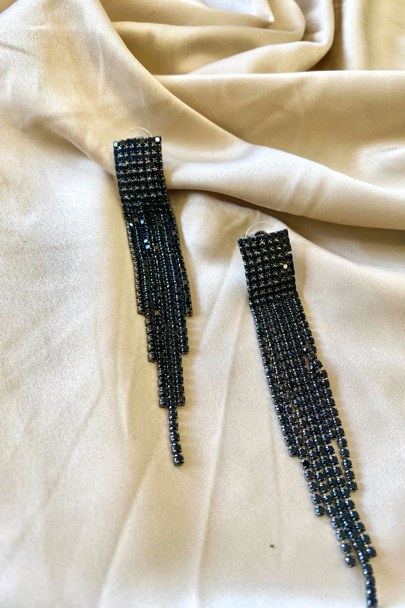 Black Sparkly Threader Earrings-190 - ACCESSORIES - JEWELRY-MARY KATHERINE DESIGNS-[option4]-[option5]-[option6]-Leather & Lace Boutique Shop