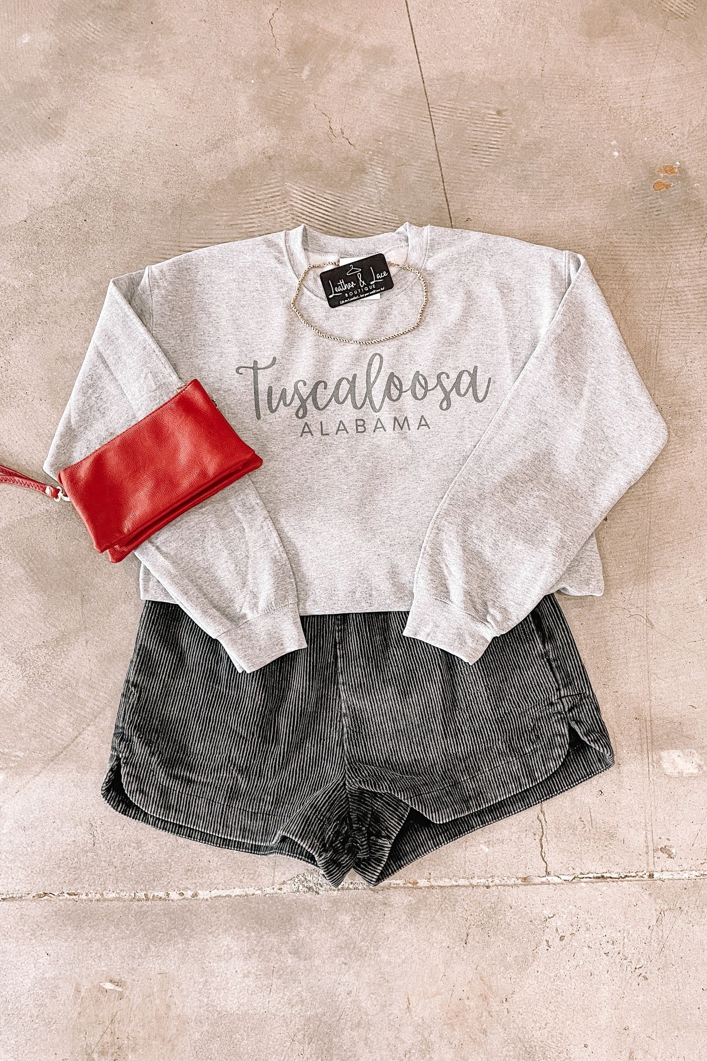 Tuscaloosa Cursive Graphic Sweatshirt-135 - DEMAND GRAPHIC-LEATHER & LACE-[option4]-[option5]-[option6]-Leather & Lace Boutique Shop