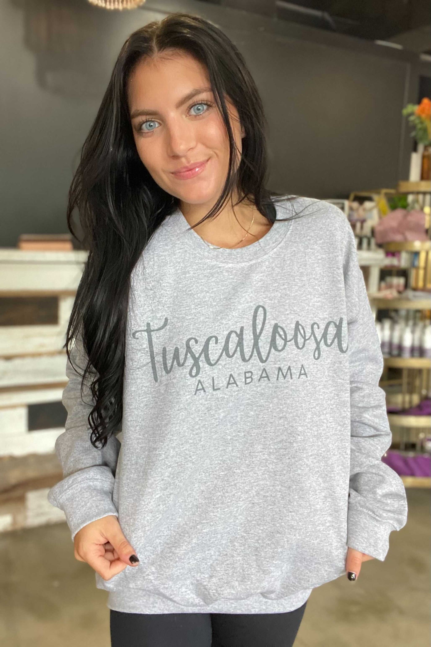 Tuscaloosa Cursive Graphic Sweatshirt-135 - DEMAND GRAPHIC-LEATHER & LACE-[option4]-[option5]-[option6]-Leather & Lace Boutique Shop