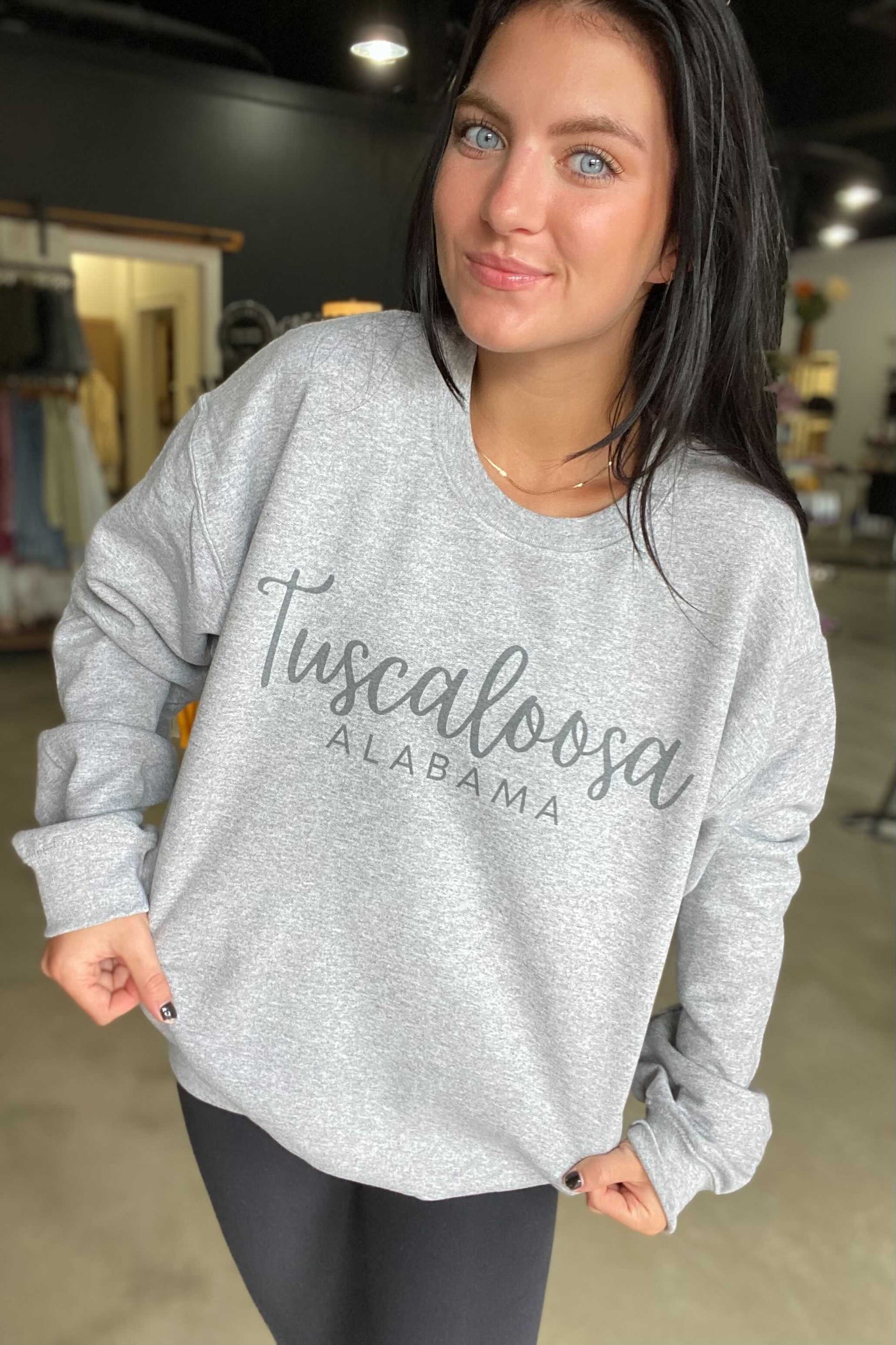 Tuscaloosa Cursive Graphic Sweatshirt-135 - DEMAND GRAPHIC-LEATHER & LACE-[option4]-[option5]-[option6]-Leather & Lace Boutique Shop