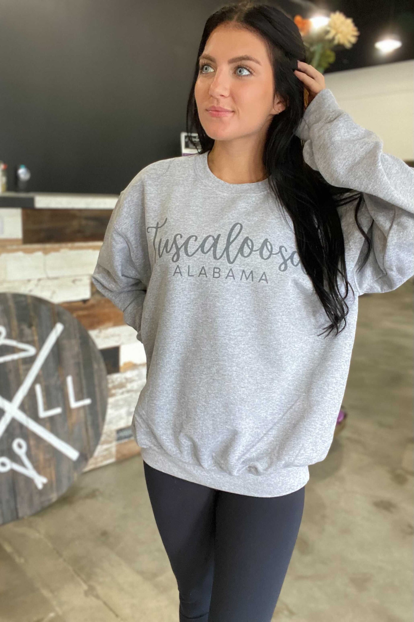 Tuscaloosa Cursive Graphic Sweatshirt-135 - DEMAND GRAPHIC-LEATHER & LACE-[option4]-[option5]-[option6]-Leather & Lace Boutique Shop