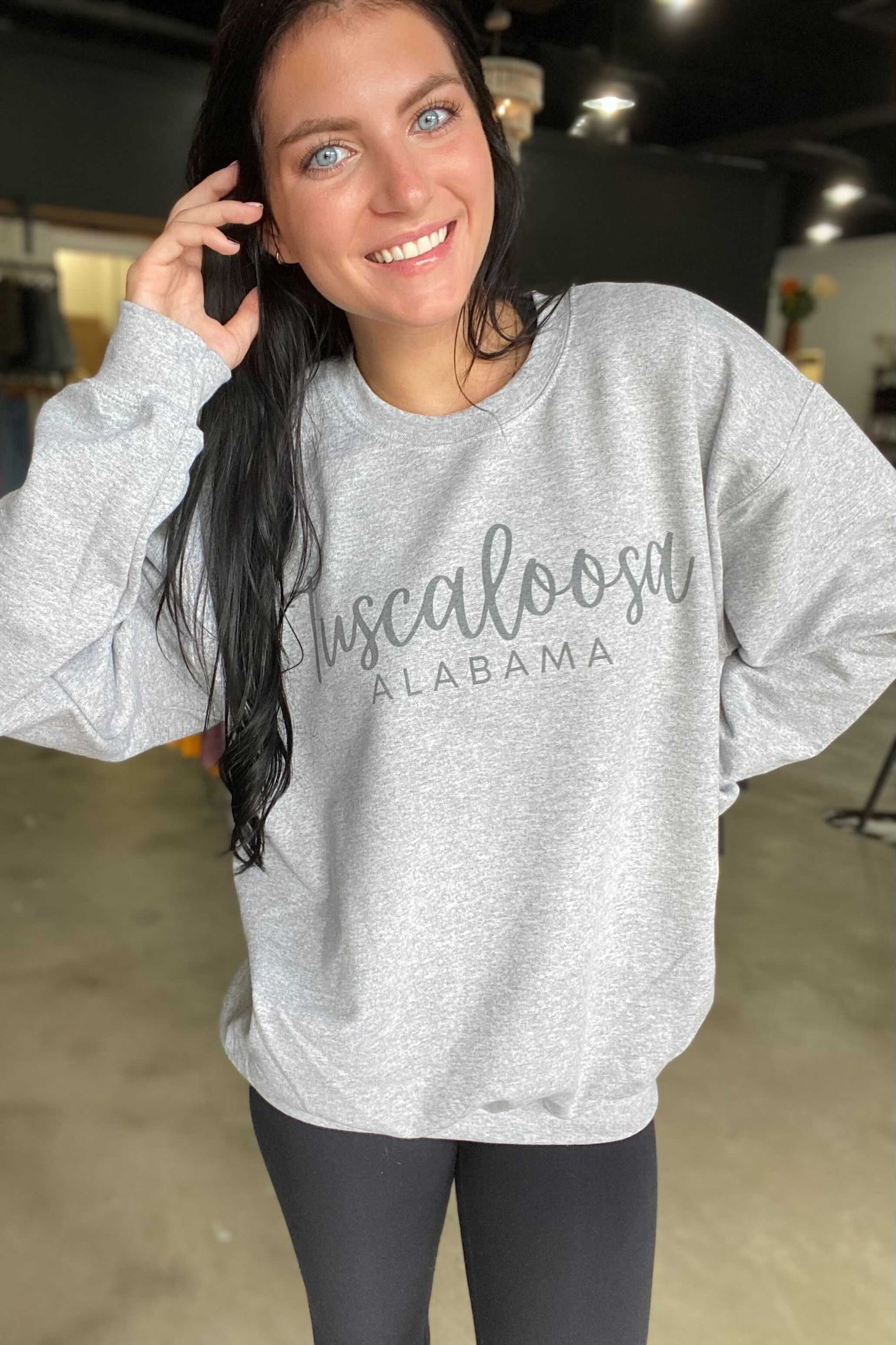 Tuscaloosa Cursive Graphic Sweatshirt-135 - DEMAND GRAPHIC-LEATHER & LACE-[option4]-[option5]-[option6]-Leather & Lace Boutique Shop