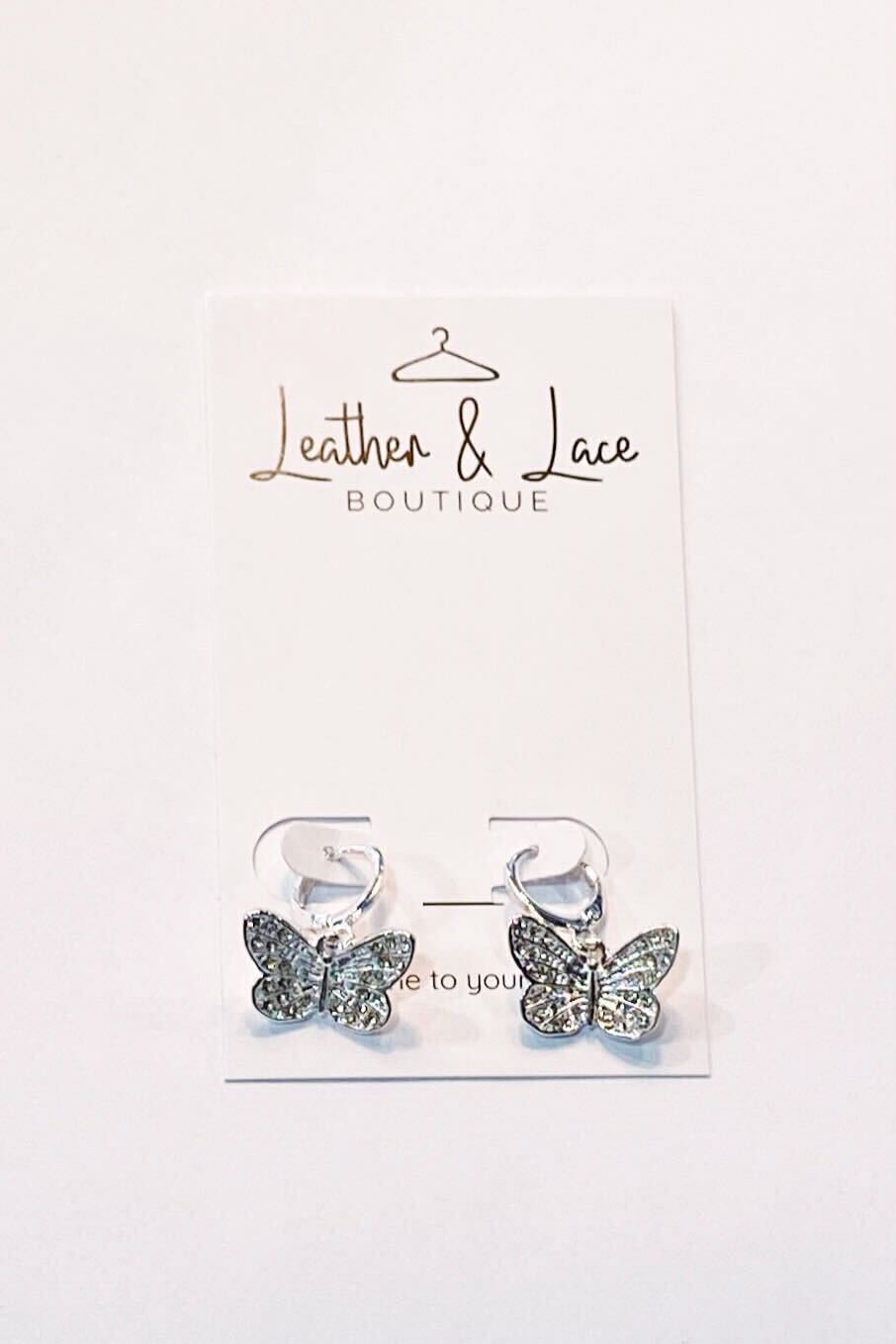 Rhinestone Butterfly Huggies-190 - ACCESSORIES - JEWELRY-MARY KATHERINE DESIGNS-[option4]-[option5]-[option6]-Leather & Lace Boutique Shop