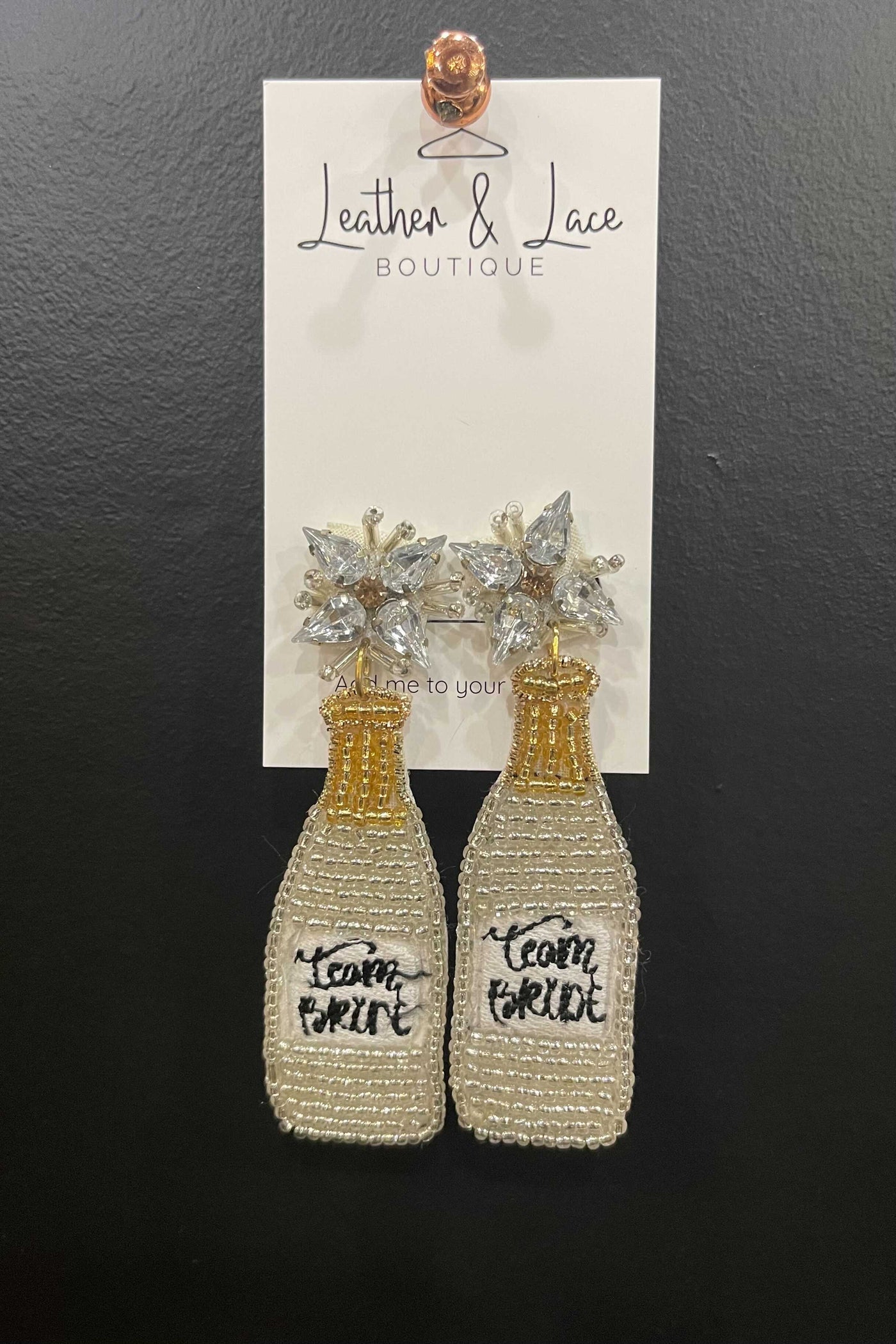 Team Bride Champagne Beaded Earrings-190 - ACCESSORIES - JEWELRY-GOLDEN STELLA-[option4]-[option5]-[option6]-Leather & Lace Boutique Shop