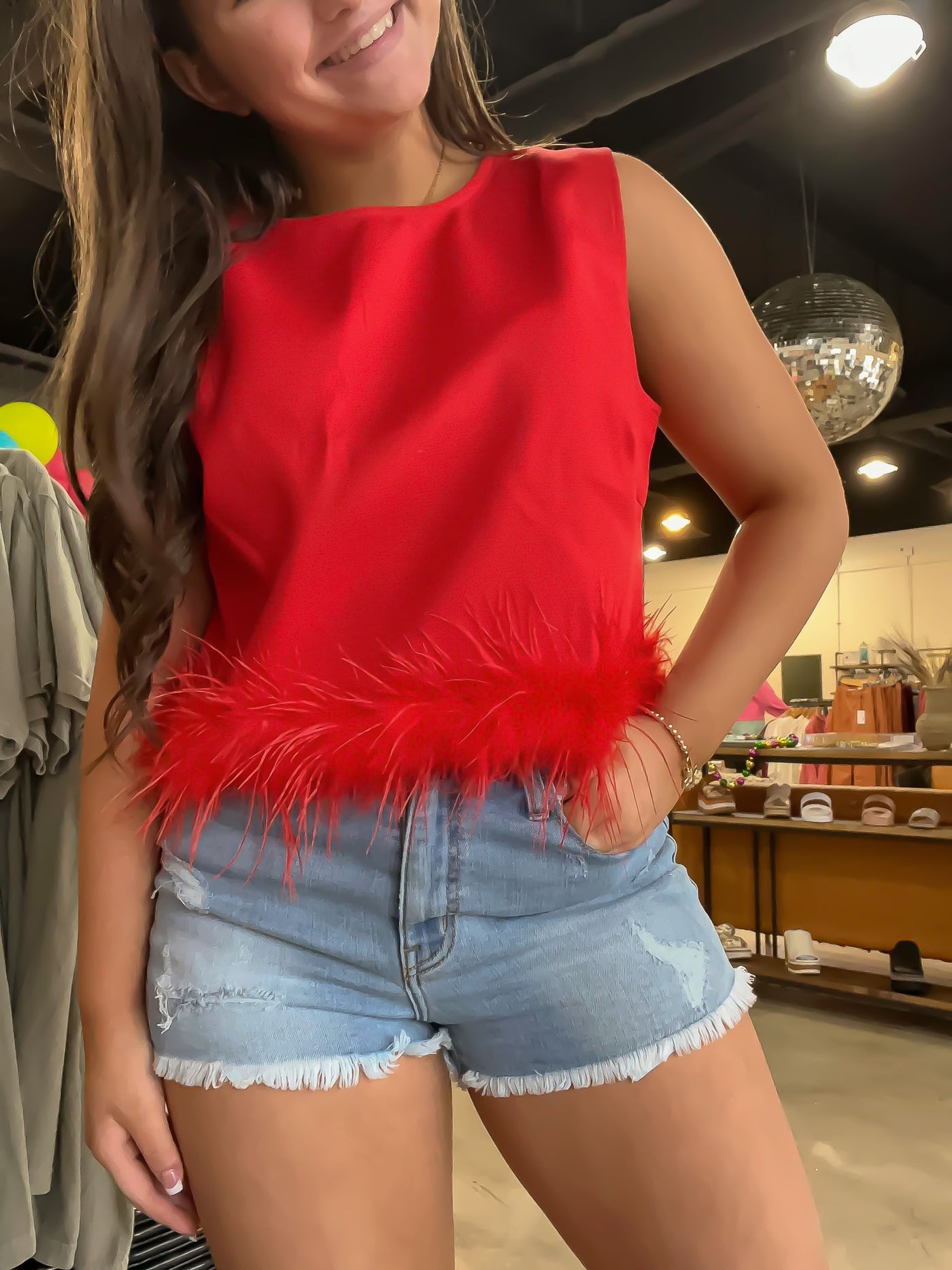 Fancy in Feathers Tank-100 - TOPS - SHORT SLEEVE/SLEEVELESS-LEATHER & LACE-[option4]-[option5]-[option6]-Leather & Lace Boutique Shop